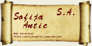 Sofija Antić vizit kartica